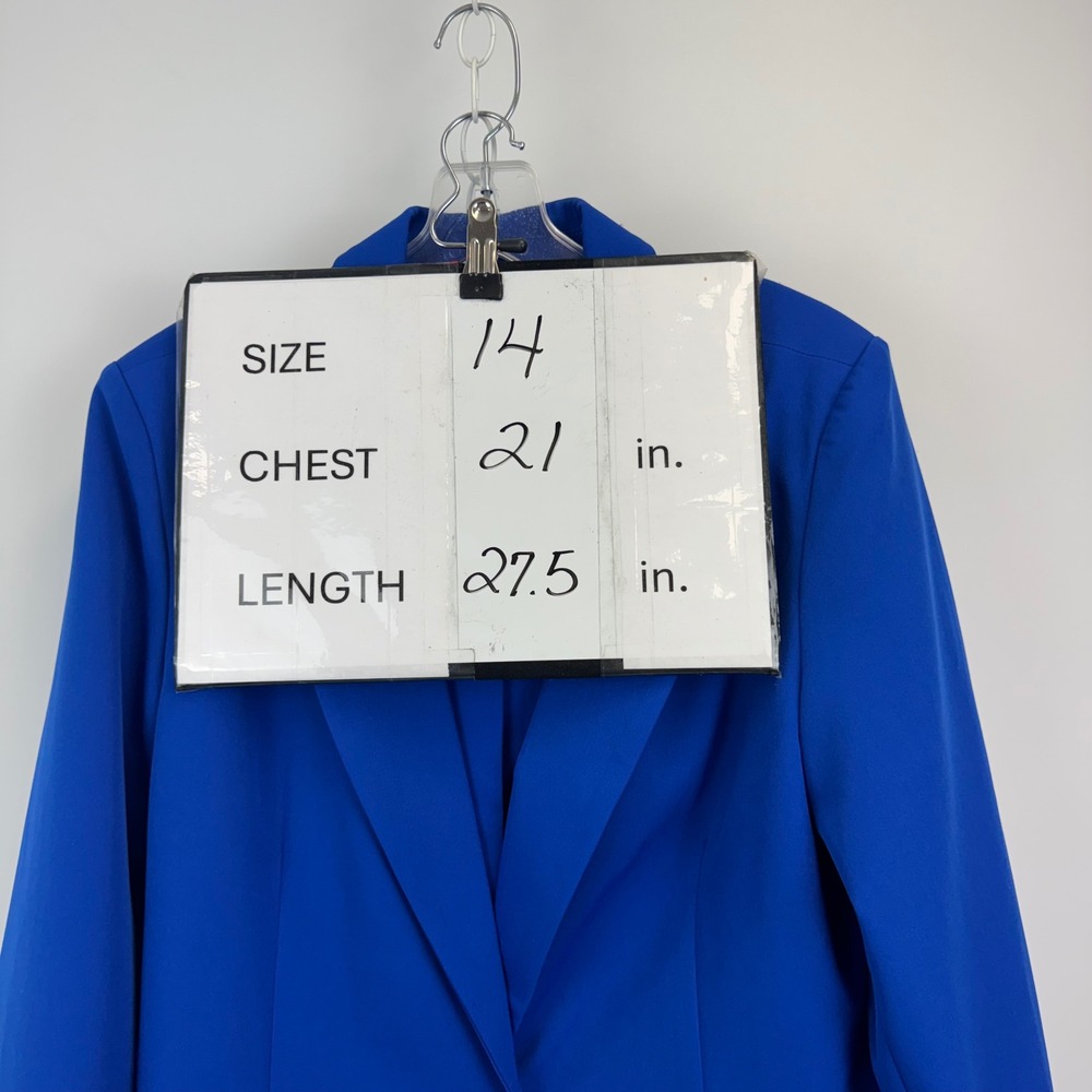 Nanette Lepore Womens Royal Blue Single Button Stretch Blazer Jacket Size 14 - Picture 2 of 12